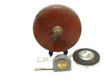 JobLot Vintage Measuring Tapes x3 Leather Cased Treble 75' BDS 25' Fisco Uniflex