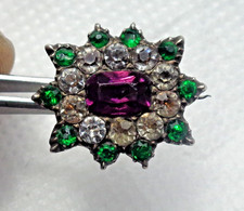 HIGH QUALITY EDWARDIAN PASTE BROOCH SUFFRAGETTE COLOURS PURPLE, WHITE & GREEN