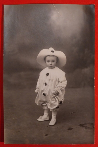 Baby postcard costume - postcard, pierrot