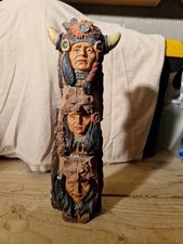 Native American Indian Totem Pole, Buffalo, Lion, Bear Warriors