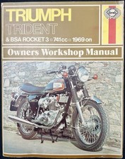 Triumph Trident 750 BSA Rocket 3 1969 on Haynes Workshop Manual Book