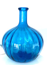 Vintage Empoli Onion Shaped Blue Glass Genie Bottle NO Stopper
