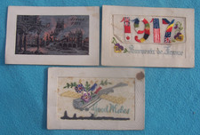 3 ANTIQUE WW1 SILK POSTCARDS