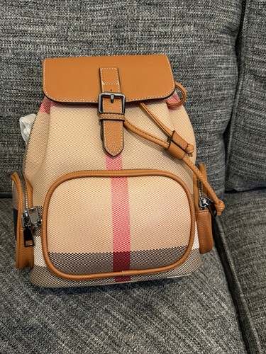 Vintage check plaid backpack - check,