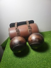 Vintage Wooden Lawn / Crown Green Bowls B B 1956 In Bag Case Pair