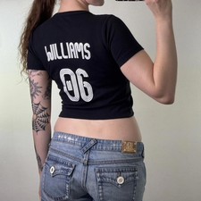 Y2K vintage Robbie Williams 2006 tour baby tee top cropped graphic print number