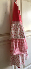 Ladies Frilled Apron red and pink patterned material