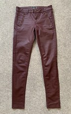 Oasis Coated Skinny Jeans Stretch Burgundy UK 8