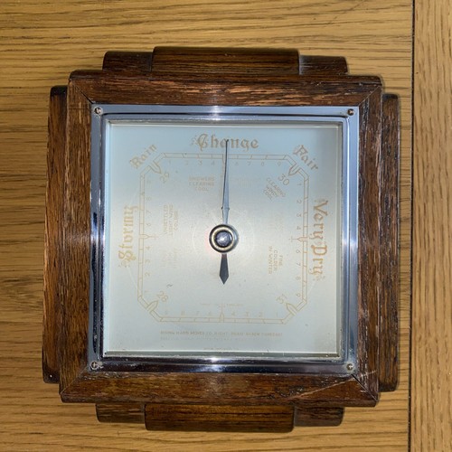Art deco oak wall barometer - wall, by