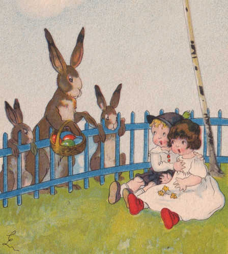 Antique french easter postcard - french,