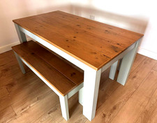 NEXT Hartford Solid Wood Dining Kitchen Table And 2 Benches Set