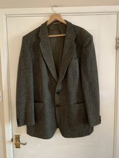 Harris Tweed Blazer Mens Size 44 Green Wool Sport Coat St Michael Jacket