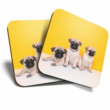 2 x Coasters - Trio of Pug