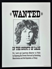Jim Morrison POSTER Doors Wanted In The County Of Dade ORIGINAL PRINTING 1988!