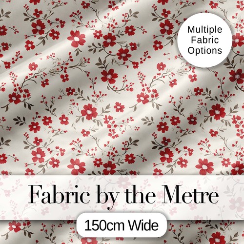 Red floral cream background - floral,