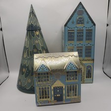 M&S Light Up Christmas Tree and House Tins Decoration Empty Tins