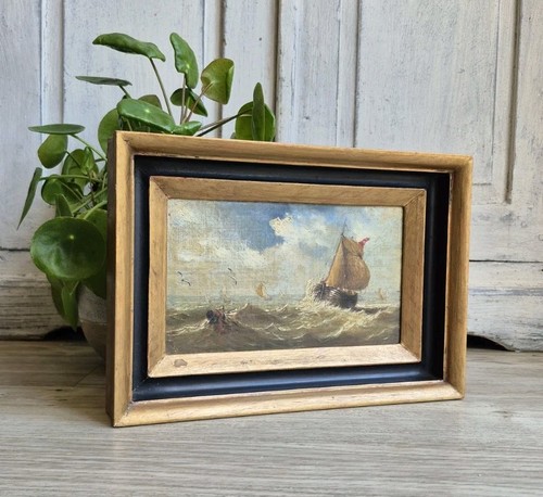 Antique maritime oil painting - oil,