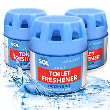 3 Toilet Bowl Freshener 1000 Flushes Ocean Blue Cistern Block Limescale Cleaner