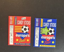 2 x EMPTY CANDY STICK PACKETS / BOX - BARRATT BASSETT FOOTBALL EUROPES BEST