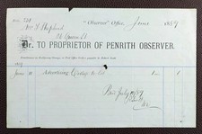 1889 Penrith Observer Receipt