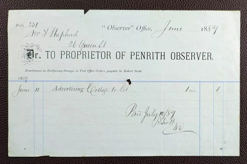 1889 penrith observer receipt - observer,