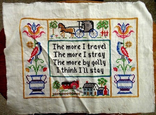 Vintage sampler amish folk - amish, art