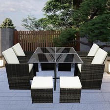 RATTAN GARDEN FURNITURE CUBE SET CHAIRS TABLE OUTDOOR PATIO RATTAN 8 SEATER