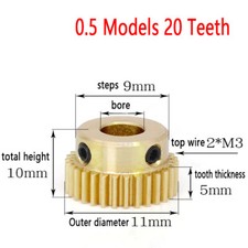 Mod 0.5 Brass Pinion Gear Spur