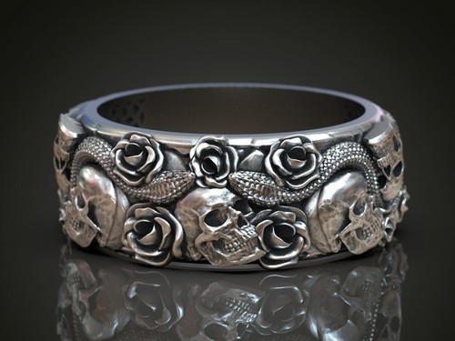Oxidized men skulls roses - men's,