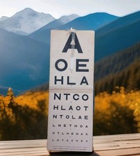 Original 1930s Doctors Folding Snellen Eye Test Chart, 19.5", Art Deco Optician.