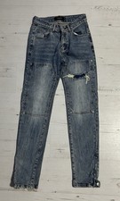 Don’t Waste Culture Jeans Size W28 Distressed Front , Zip Hems With Press Studs