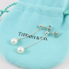 Tiffany & Co. 6mm Pearl Dangle Stud Earrings Ziefeld Sterling Silver 925