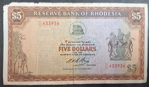 1972 rhodesia dollars - dollars, p32a
