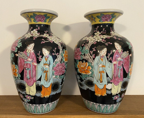Pair chinese prunus pattern - pair,