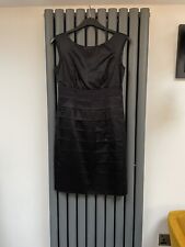 Monsoon black satin silk blend special occasion dress size 10 petite party