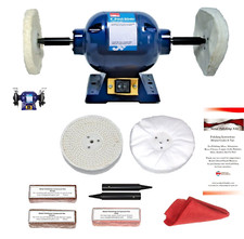 375W Bench Jewellery Polisher Polishing Machine Grinder + Polishing Kit 6" Mops