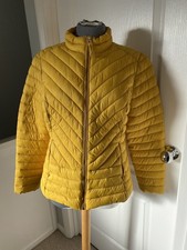 Joules Mustard Yellow Quilted Zip Up Jacket Size UK 14