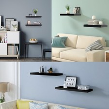 2x Black Floating Wall Shelves