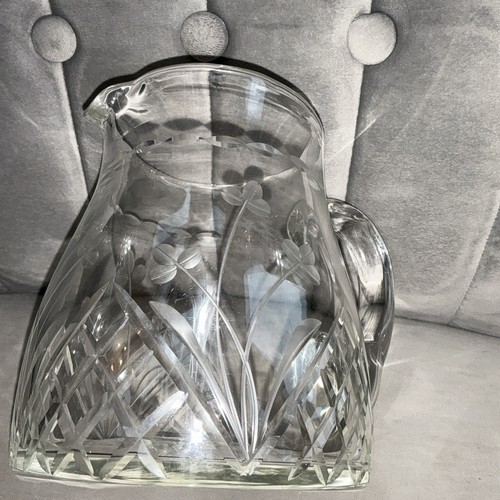 Hand blown etched cut glass - hand,