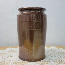 Vintage Brown Salt Glazed Stoneware Vase Jar Bottle Large Decorative Pottery