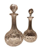 Antique Edwardian Cut Glass Decanters A Pair
