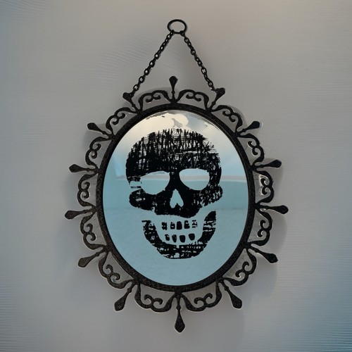 Gothic black oval wall mirror - oval,