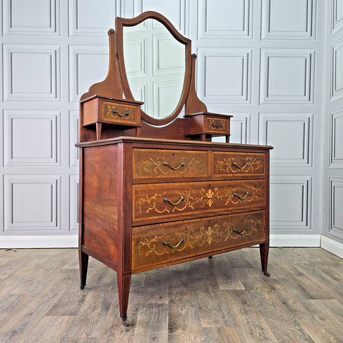Antique inlaid dressing table - inlaid,
