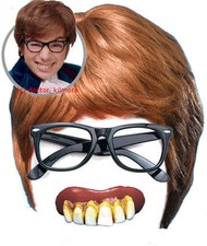Austin Powers Fancy Dress 3 piece Kit - Brown Wig, Black Glasses + Bad Teeth