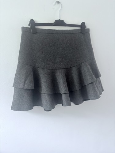 Grey wool blend flounce ruffle - flounce,