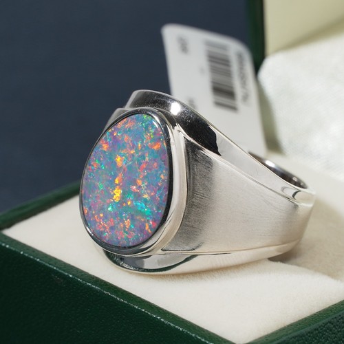 Australian black opal doublet - opal,