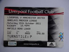 2011/12 Premier League Liverpool v Manchester United Ticket Stub