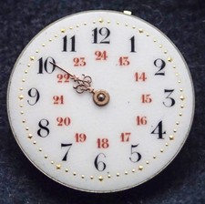 WORKING Le Coultre & Cie Topwind Pocket Watch Movement 24h Enamel Dial 24.8mm