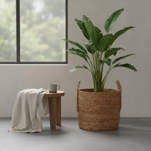 Woven seagrass planter - woven,