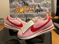 Nike Cortez TXT Soft Pink Fire Red Trainers Womens Size UK 9.5 Sneakers NEW 🔥
